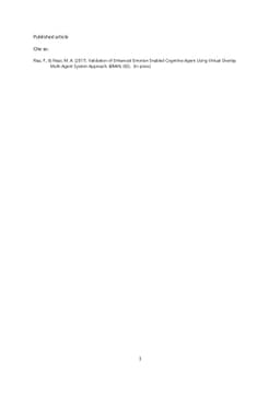 Validation of Enhanced Emotion Enabled Cognitive Agent Using Virtual
  Overlay Multi-Agent System Approach
