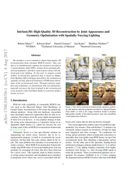 Intrinsic3D: High-Quality 3D Reconstruction by Joint Appearance and
  Geometry Optimization with Spatially-Varying Lighting
