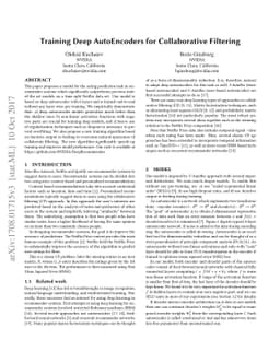 Training Deep AutoEncoders for Collaborative Filtering