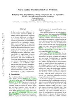 Neural Machine Translation with Word Predictions