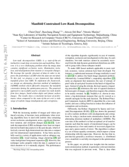 Manifold Constrained Low-Rank Decomposition