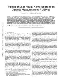 Training of Deep Neural Networks based on Distance Measures using
  RMSProp