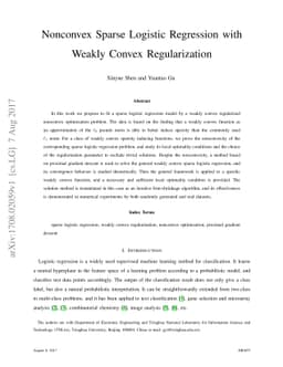 Nonconvex Sparse Logistic Regression with Weakly Convex Regularization