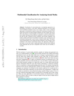Multimodal Classification for Analysing Social Media