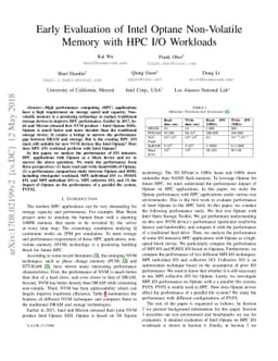 Early Evaluation of Intel Optane Non-Volatile Memory with HPC I/O
  Workloads