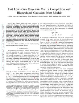 Fast Low-Rank Bayesian Matrix Completion with Hierarchical Gaussian
  Prior Models
