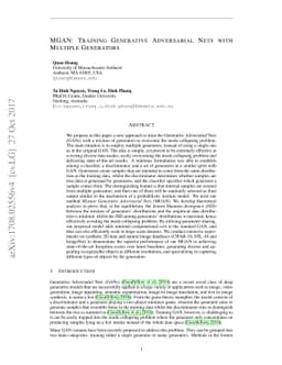 Multi-Generator Generative Adversarial Nets