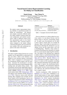 Neural-based Context Representation Learning for Dialog Act
  Classification
