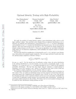 Optimal Identity Testing with High Probability