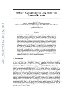Tikhonov Regularization for Long Short-Term Memory Networks