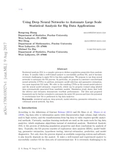 Using Deep Neural Networks to Automate Large Scale Statistical Analysis
  for Big Data Applications