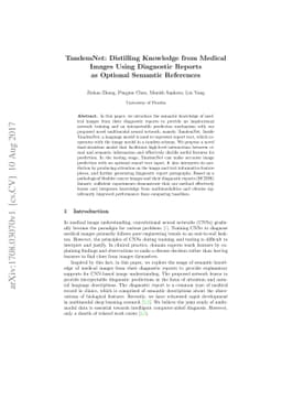 TandemNet: Distilling Knowledge from Medical Images Using Diagnostic
  Reports as Optional Semantic References