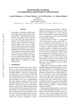 Neural Machine Translation Leveraging Phrase-based Models in a Hybrid
  Search