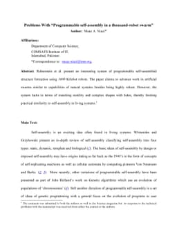 Technical Problems With "Programmable self-assembly in a thousand-robot
  swarm"