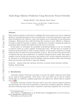 Early Stage Malware Prediction Using Recurrent Neural Networks