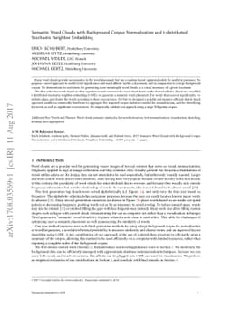 Semantic Word Clouds with Background Corpus Normalization and
  t-distributed Stochastic Neighbor Embedding