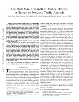 The Dark Side(-Channel) of Mobile Devices: A Survey on Network Traffic
  Analysis