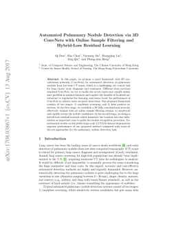 Automated Pulmonary Nodule Detection via 3D ConvNets with Online Sample
  Filtering and Hybrid-Loss Residual Learning