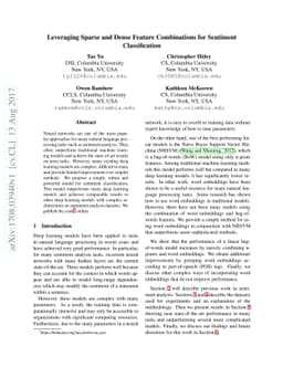 Leveraging Sparse and Dense Feature Combinations for Sentiment
  Classification