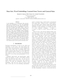 Data Sets: Word Embeddings Learned from Tweets and General Data
