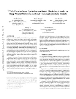 ZOO: Zeroth Order Optimization based Black-box Attacks to Deep Neural
  Networks without Training Substitute Models