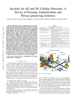 Security for 4G and 5G Cellular Networks: A Survey of Existing
  Authentication and Privacy-preserving Schemes