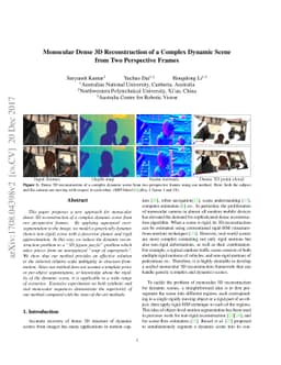 Monocular Dense 3D Reconstruction of a Complex Dynamic Scene from Two
  Perspective Frames