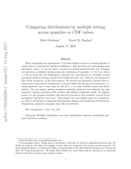 Comparing distributions by multiple testing across quantiles or CDF
  values