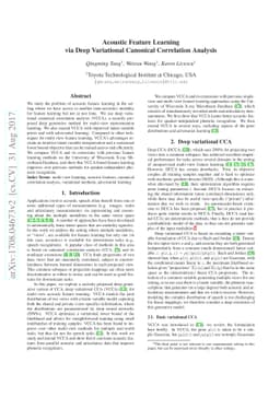 Acoustic Feature Learning via Deep Variational Canonical Correlation
  Analysis