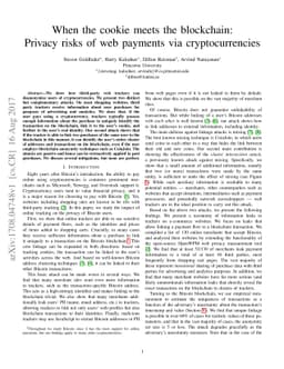 When the cookie meets the blockchain: Privacy risks of web payments via
  cryptocurrencies