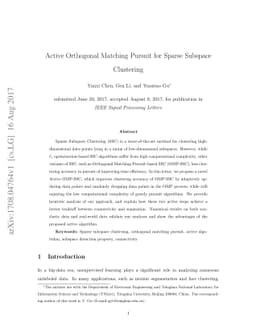 Active Orthogonal Matching Pursuit for Sparse Subspace Clustering