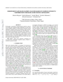 Independent Low-Rank Matrix Analysis Based on Complex Student's
  $t$-Distribution for Blind Audio Source Separation