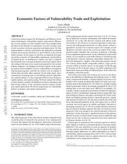 Economic Factors of Vulnerability Trade and Exploitation
