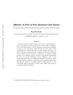 qBitcoin: A Peer-to-Peer Quantum Cash System