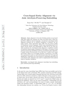 Cross-lingual Entity Alignment via Joint Attribute-Preserving Embedding
