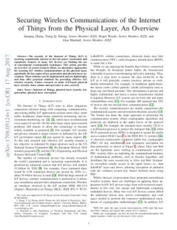 Securing Wireless Communications of the Internet of Things from the
  Physical Layer, An Overview
