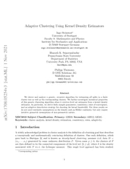 Adaptive Clustering Using Kernel Density Estimators