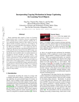 Incorporating Copying Mechanism in Image Captioning for Learning Novel
  Objects