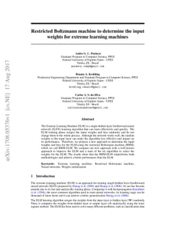 Restricted Boltzmann machine to determine the input weights for extreme
  learning machines