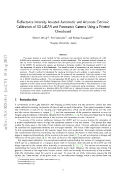 Reflectance Intensity Assisted Automatic and Accurate Extrinsic
  Calibration of 3D LiDAR and Panoramic Camera Using a Printed Chessboard
