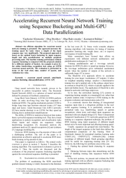 Accelerating recurrent neural network training using sequence bucketing
  and multi-GPU data parallelization