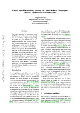 Cross-Lingual Dependency Parsing for Closely Related Languages -
  Helsinki's Submission to VarDial 2017