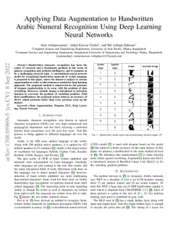 Applying Data Augmentation to Handwritten Arabic Numeral Recognition
  Using Deep Learning Neural Networks