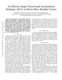 An Efficient Single Chord-based Accumulation Technique (SCA) to Detect
  More Reliable Corners