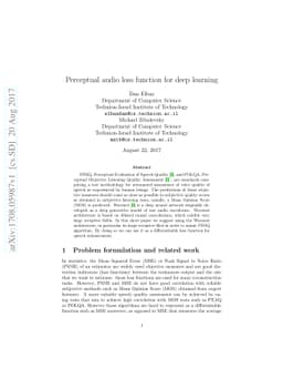Perceptual audio loss function for deep learning