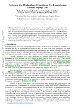 Portuguese Word Embeddings: Evaluating on Word Analogies and Natural
  Language Tasks