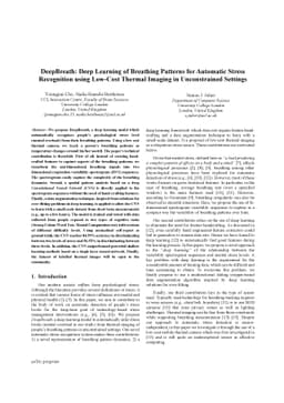 DeepBreath: Deep Learning of Breathing Patterns for Automatic Stress
  Recognition using Low-Cost Thermal Imaging in Unconstrained Settings