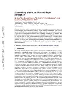 Eccentricity Effects on Blur and Depth Perception
