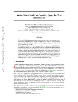 Vector Space Model as Cognitive Space for Text Classification