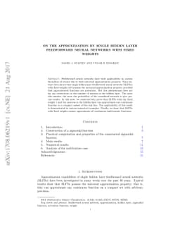 On the approximation by single hidden layer feedforward neural networks
  with fixed weights